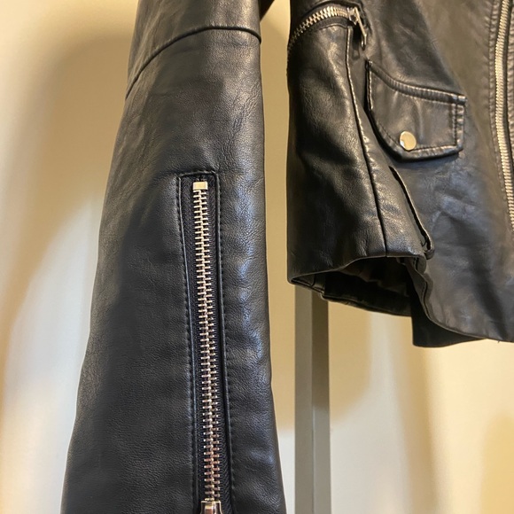 Comme USA Black Faux Leather Moto Jacket Biker Street M - Picture 5 of 7